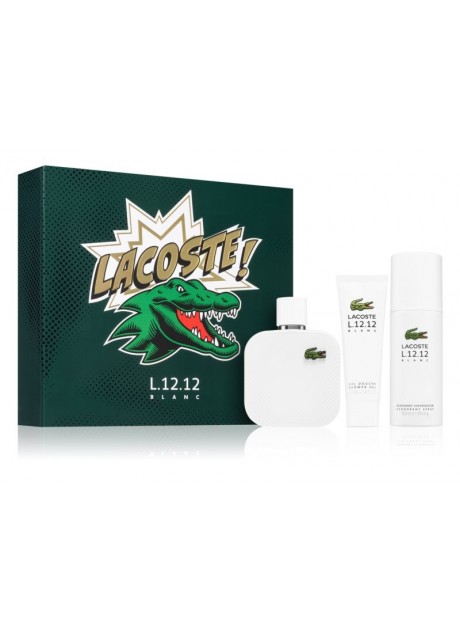 Cofre Lacoste EAU LACOSTE L.12.12 BLANC Men edt 100 ml+Gel Ducha 50ml+Deo Spray 150ml