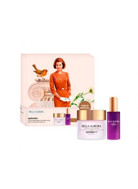 Cofre BELLA AURORA SPLENDOR 10 Crema Noche 50ml+Serum Iluminador nocturno 30ml