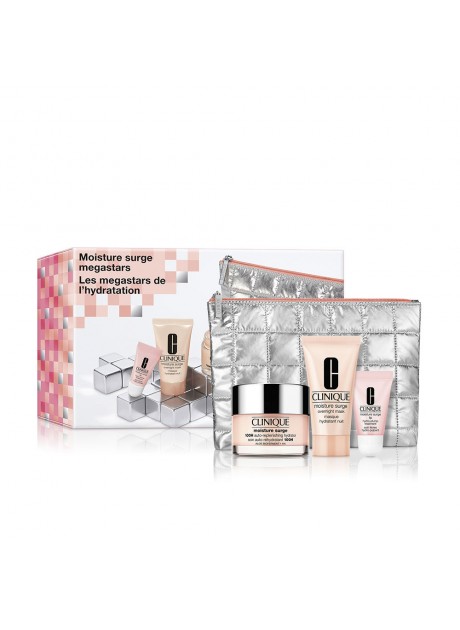 Cofre Clinique MOISTURE SURGE 100H Crema-Gel 50ml+Surge Overnight Mask 30ml+Surge Lip 7ml+Neceser