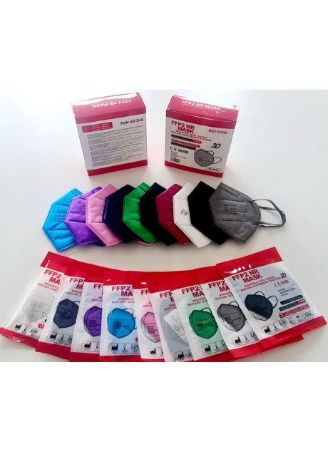 MASCARILLAS FFP2 HOMOLOGADAS 10 uds Colores Variados