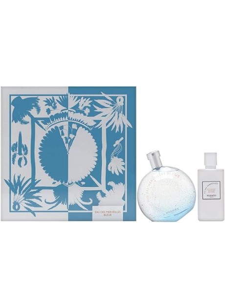 Cofre Hermès EAU DES MERVEILLES BLEUE Woman edt 100ml+Body 80ml