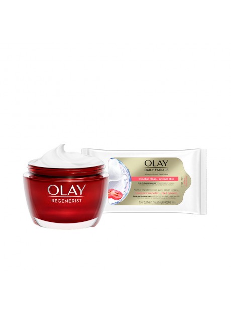 OLAY REGENERIST Crema Día Anti-edad Intensiva 3 Áreas 50ml+Toallitas 5en1 7 unidades