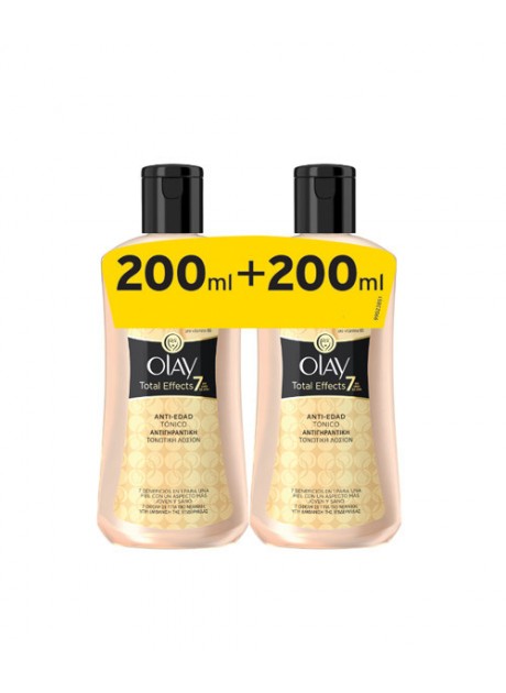 OLAY TOTAL EFFECTS Tónico Facial Anti-edad 200ml Pack de 2