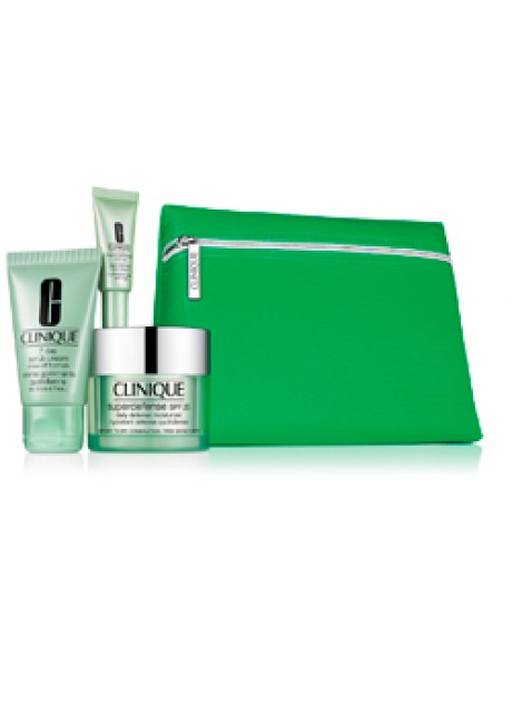 Clinique Neceser SUPERDEFENSE SPF20 PS/PM 50ML + Exfoliante Facial + Contorno Ojos