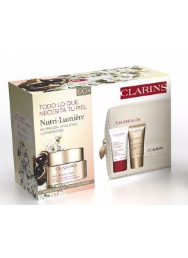 Cofre Clarins NUTRI-LUMIERE día TP 50ml+Crema Noche 15ml+Bálsamo Belleza Relámpago 15ml