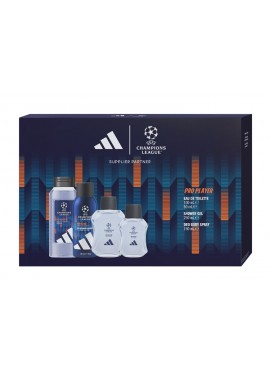 Cofre Adidas UEFA CHAMPIONS PRO PLAYER Men edt 100ml+Mini 50ml+Gel 250ml+Deo 150ml
