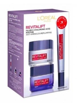 Cofre L'Oréal Paris REVITALIFT FILLER Crema dia 50ml+Crema Noche 50ml+Serum 30 ml 