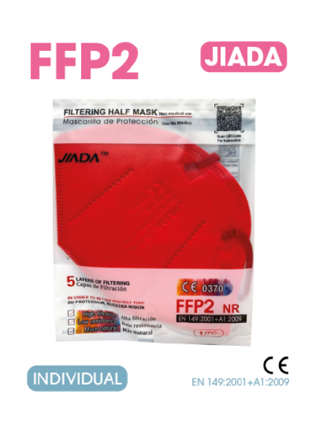 MASCARILLAS FFP2 HOMOLOGADAS 20 uds ROJO